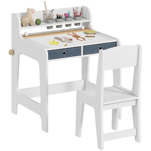 Bureau Enfant avec Chaise et Tiroirs