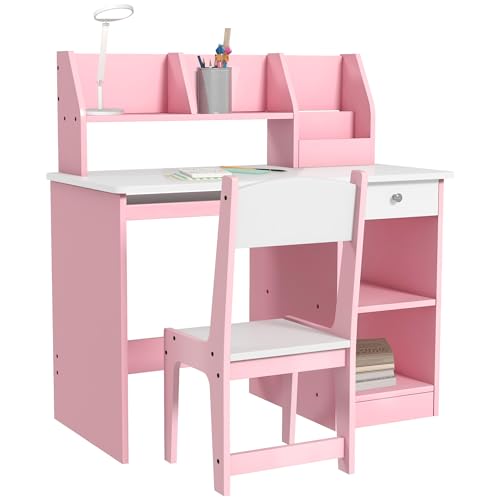 Bureau Enfant Ergonomique avec Chaise Rose