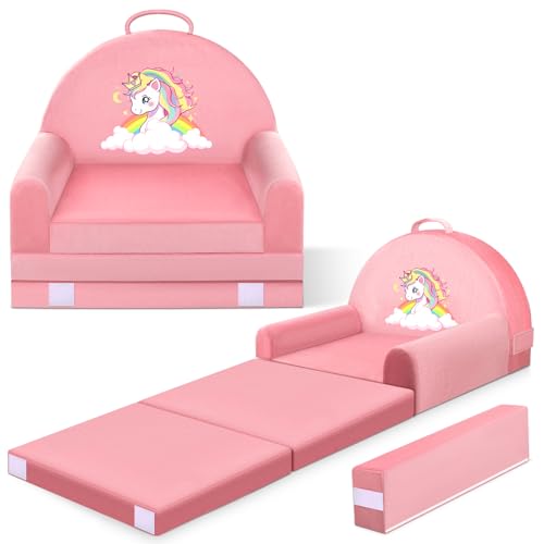 Canapé Enfant 2-en-1 en Velours Canapé Enfant 2-en-1 en Velours