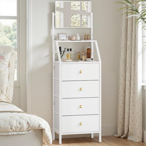 Commode 4 Tiroirs avec Miroir Intégré