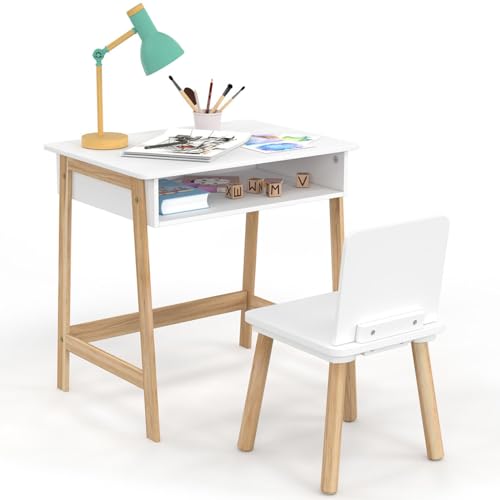 Ensemble Bureau Enfant Anatole Blanc et Bois