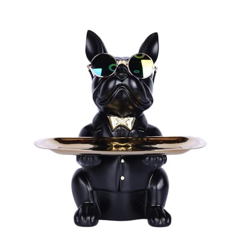 Figurine Bouledogue Français avec Plateau Décoratif