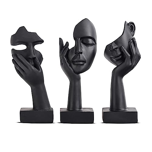 Lot de 3 Statues Noires Décoratives Lot de 3 Statues Noires Décoratives