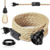 Lustre Corde de Chanvre avec Interrupteur