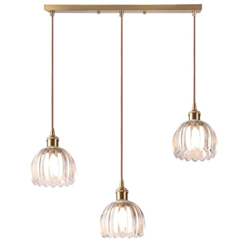 Lustre Vintage en Verre et Laiton