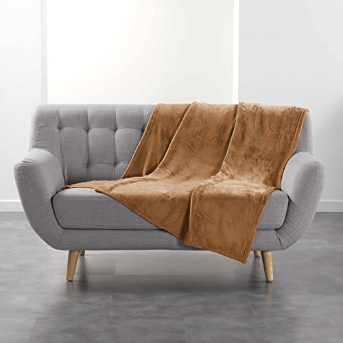 Plaid Doux Flanelle Camel 125 x 150 cm