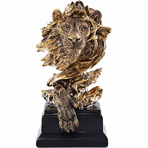 Sculpture de Lion en Résine d'Or Sculpture de Lion en Résine d'Or