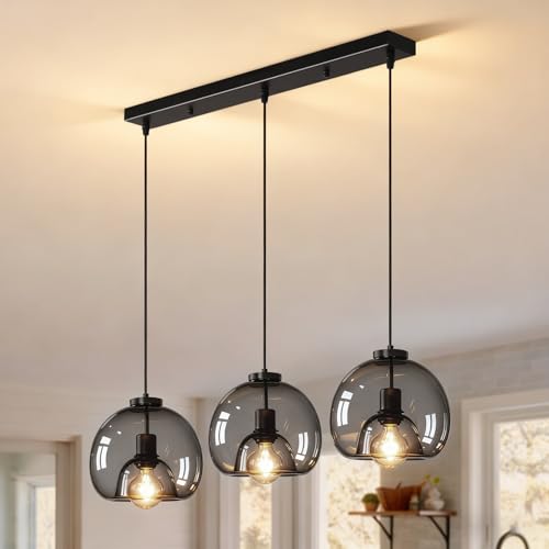 Suspension Luminaire en Verre Vintage 3 Lampes