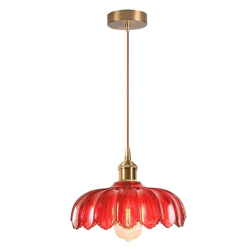 Suspension Luminaire Fleurs Rouge Vintage