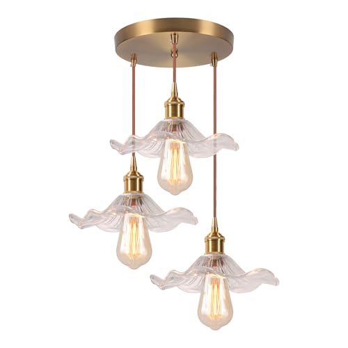 Suspension Vintage en Verre à 3 Lampes Suspension Vintage en Verre à 3 Lampes