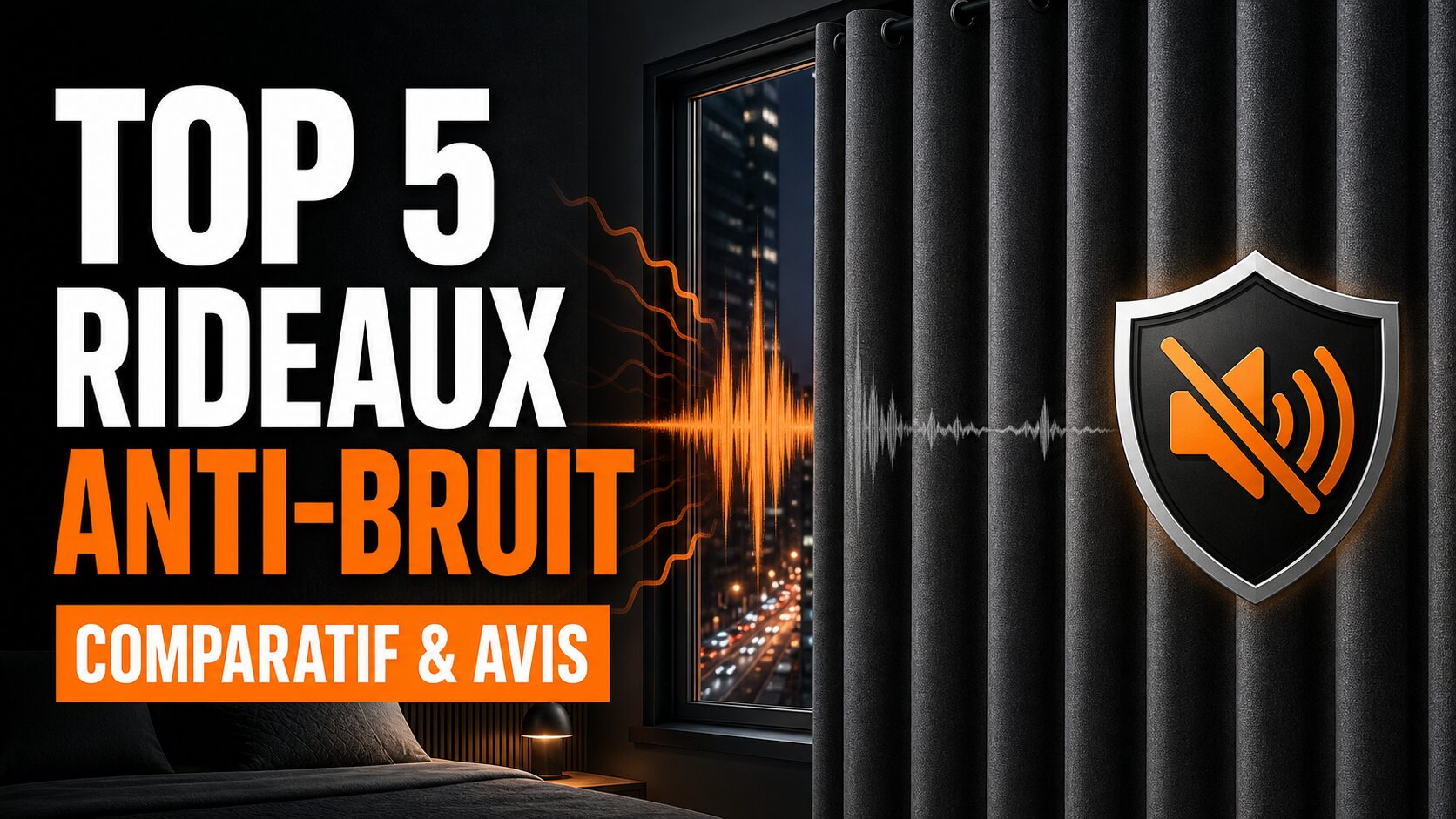 Vignette YouTube du comparatif Vistadeco Top 5 rideaux anti-bruit
