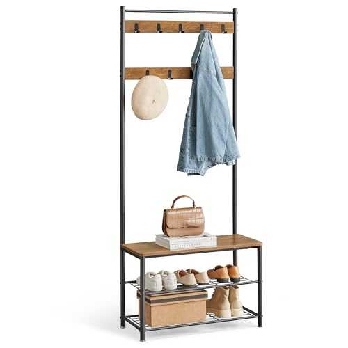 VASAGLE Porte-Manteau et Banc 3-en-1