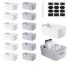 14 Paniers de Rangement Empilables en Plastique 14 Paniers de Rangement Empilables en Plastique