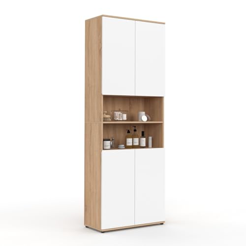 Armoire Salle de Bain TOMI Hêtre et Blanc Armoire Salle de Bain TOMI Hêtre et Blanc