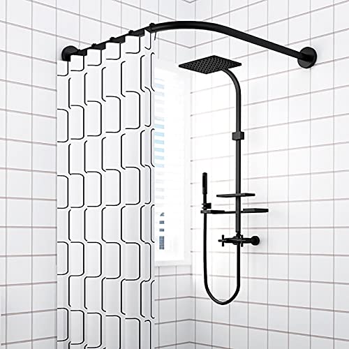 Barre de Douche Extensible Angle L Noir Barre de Douche Extensible Angle L Noir