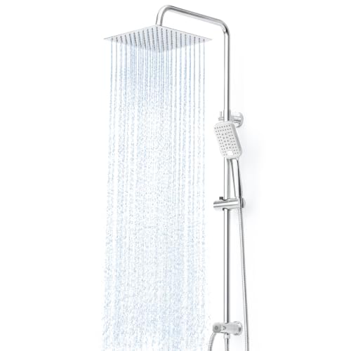 Colonne de Douche Inox Effet Pluie 20x20 cm