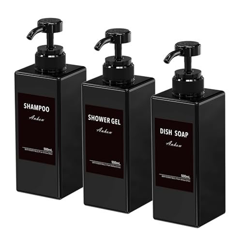Distributeur Savon 3 Pièces 500ml Noir Distributeur Savon 3 Pièces 500ml Noir