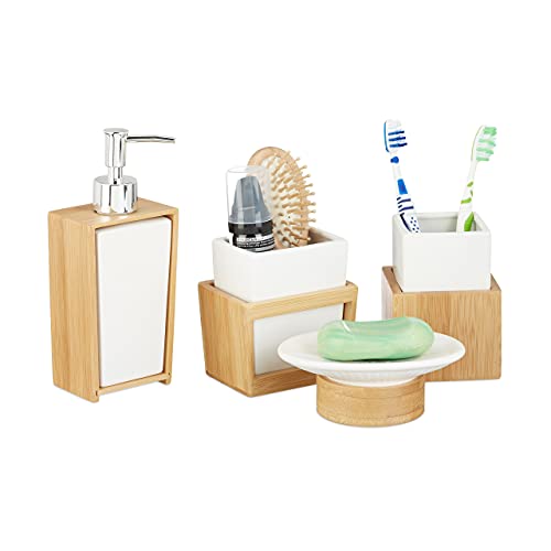 Ensemble Accessoires Salle de Bain Bambou Ensemble Accessoires Salle de Bain Bambou