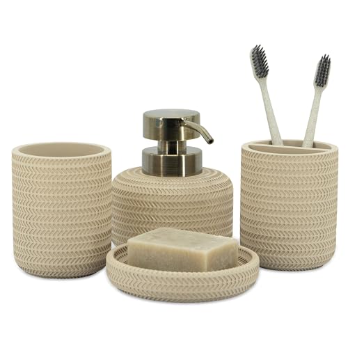 Ensemble d'Accessoires de Salle de Bain Beige Ensemble d'Accessoires de Salle de Bain Beige