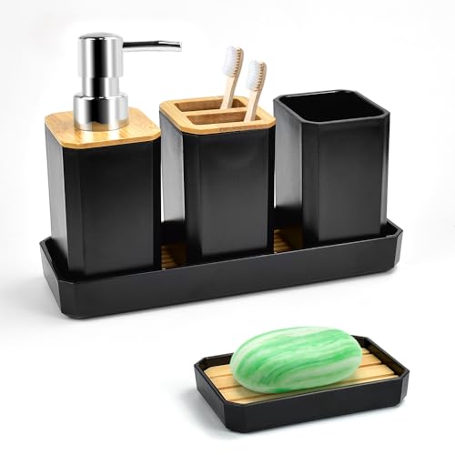 Ensemble d'Accessoires de Salle de Bain en Bambou Ensemble d'Accessoires de Salle de Bain en Bambou