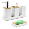 Ensemble d'Accessoires de Salle de Bain en Bambou