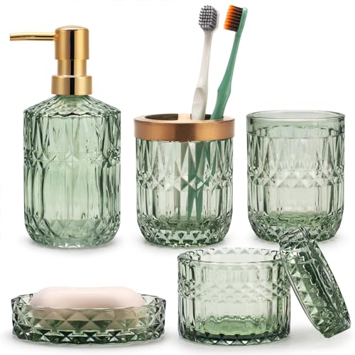 Ensemble d'Accessoires de Salle de Bain en Verre Ensemble d'Accessoires de Salle de Bain en Verre