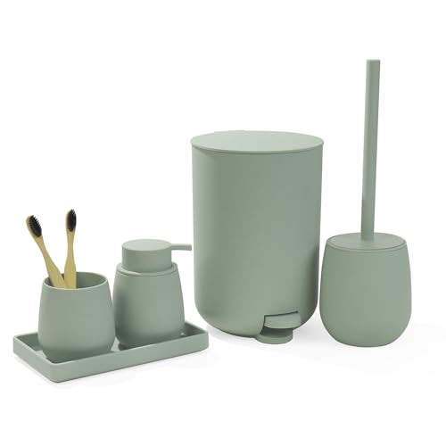 Ensemble d'Accessoires Salle de Bain Vert 5 Pièces