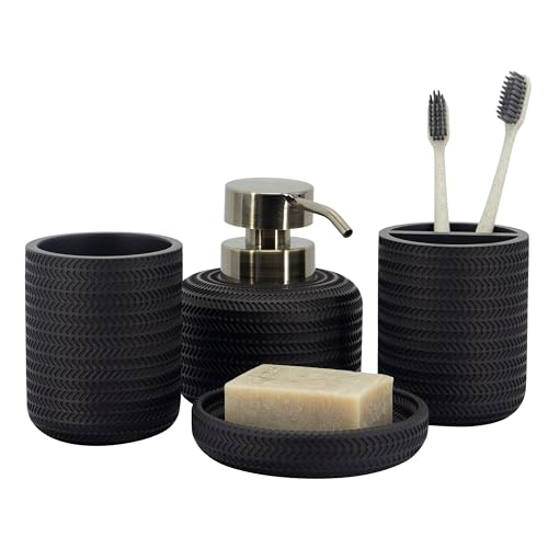 Ensemble de 4 Accessoires de Salle de Bain Noirs Ensemble de 4 Accessoires de Salle de Bain Noirs