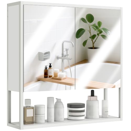 HOMCOM Armoire Murale Salle de Bain Blanche