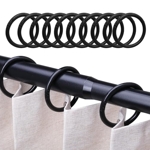 JAONLD 100 Anneaux Rideaux Douche Noir