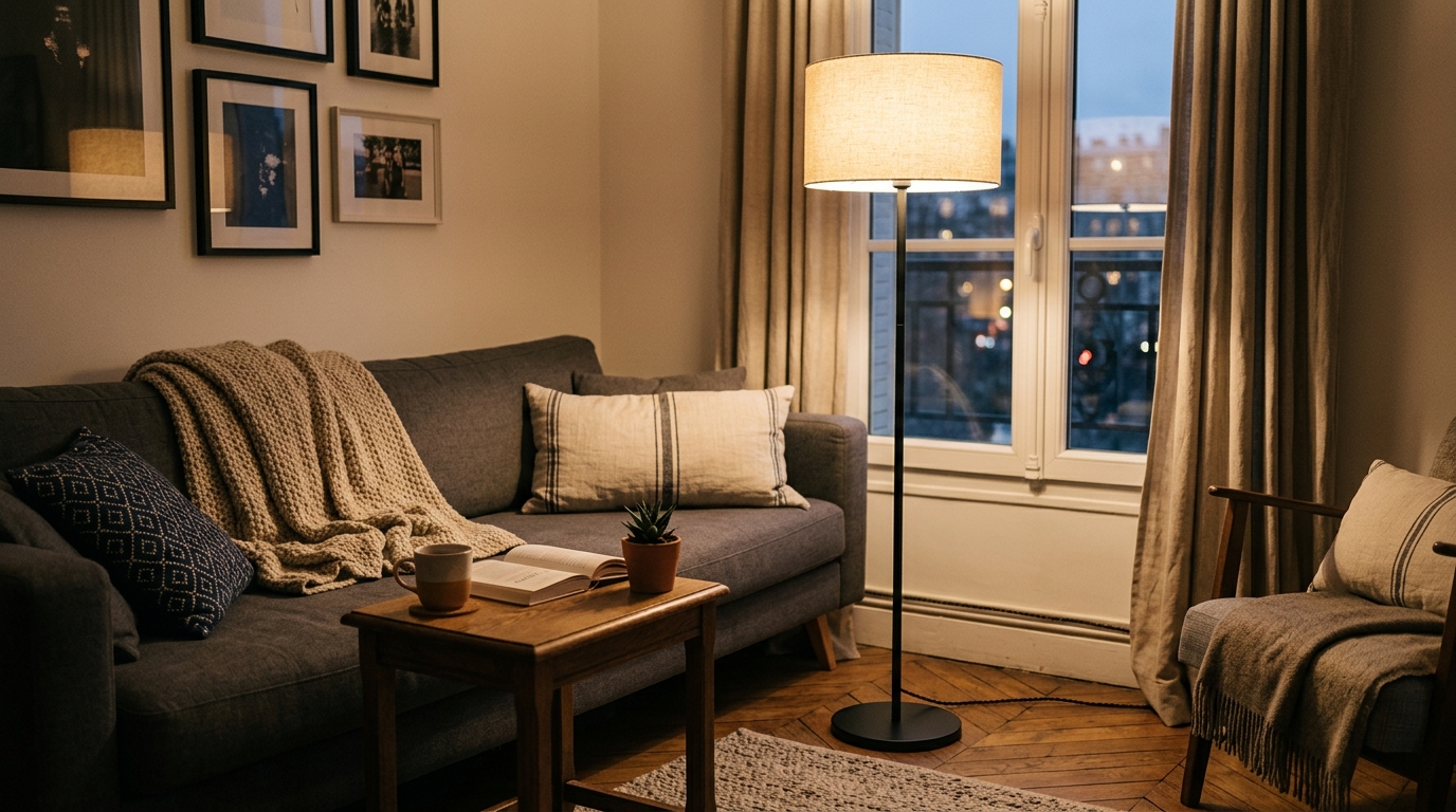 Lampadaire moderne avec lumière chaude et neutre Lampadaire moderne avec température chaude neutre