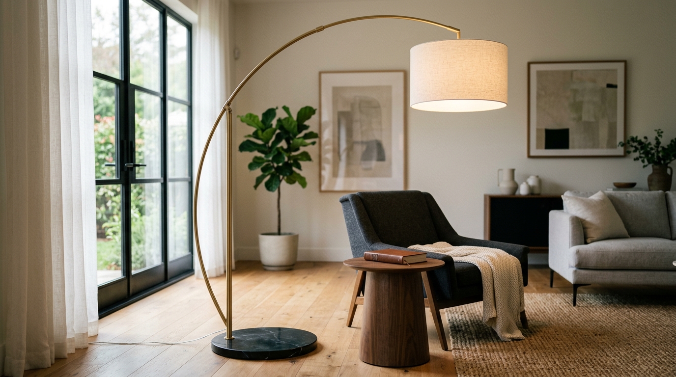 lampadaire design acheté pour éclairer un salon