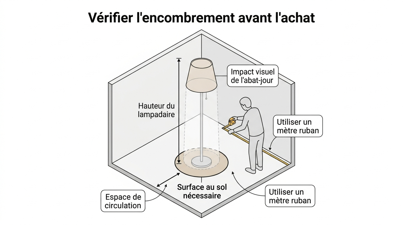 Mesurer l'encombrement d'un lampadaire avant achat Mesurer les proportions d'un lampadaire avant achat