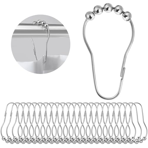 Lot de 24 Crochets de Rideau en Acier Inoxydable