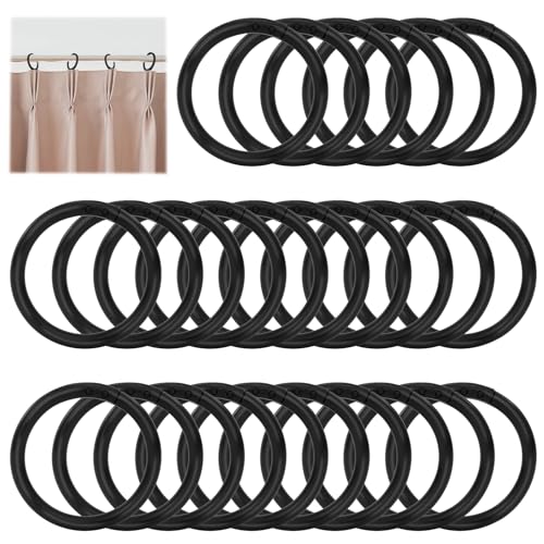 Lot de 26 anneaux de rideau de douche noirs