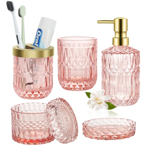 Lot de 5 Accessoires de Salle de Bain en Verre Lot de 5 Accessoires de Salle de Bain en Verre