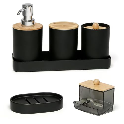 Lot de 6 Accessoires de Salle de Bain Noir Lot de 6 Accessoires de Salle de Bain Noir