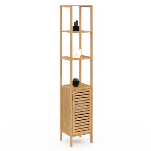 Meuble Colonne Salle de Bain en Bambou