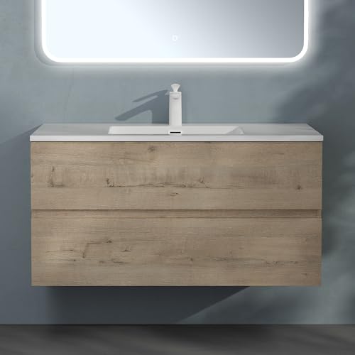 Meuble de Salle de Bain Suspendu Chêne Clair