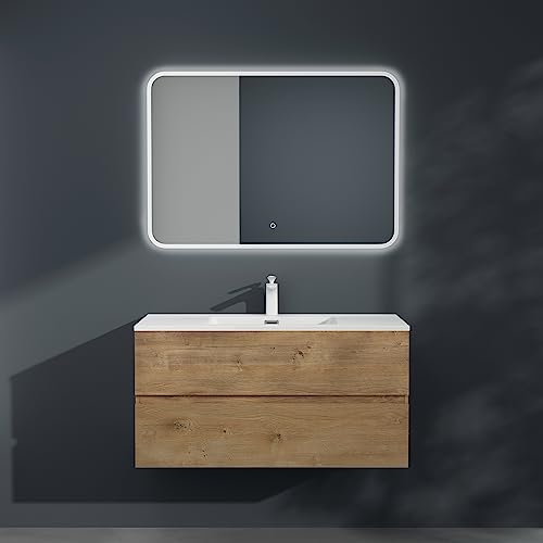 Meuble Mural Salle de Bain 80cm Marron Clair Meuble Mural Salle de Bain 80cm Marron Clair