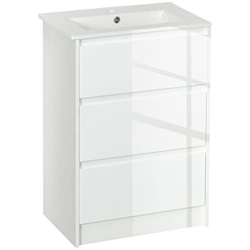 Meuble sous-Vasque 2 Tiroirs Laqué Blanc Meuble sous-Vasque 2 Tiroirs Laqué Blanc