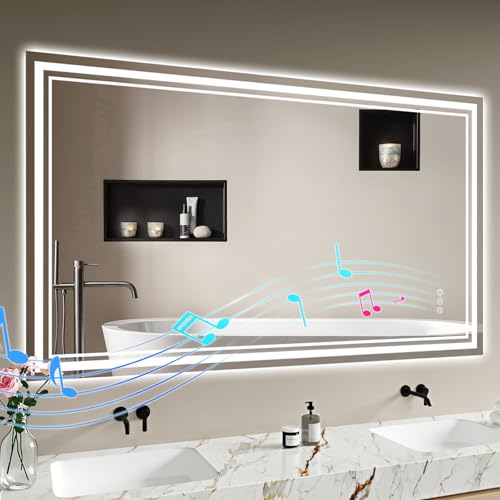 Miroir de Salle de Bain LED Bluetooth 120x70cm Miroir de Salle de Bain LED Bluetooth 120x70cm
