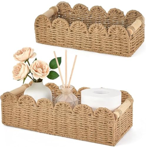 Panier Rangement Osier Rectangulaire - 2 Pièces