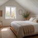 Plafond en lambris bois repeint en blanc dans une chambre lumineuse