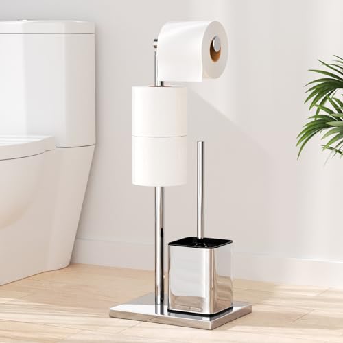 Porte Papier Toilette avec Brosse en Acier