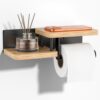 Porte-Papier Toilette avec Étagère en Bambou