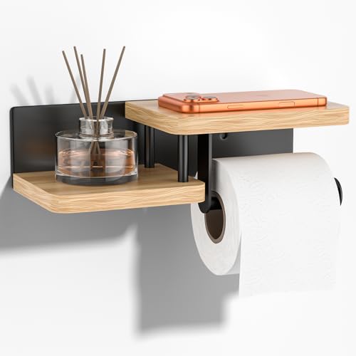 Porte-Papier Toilette avec Étagère en Bambou