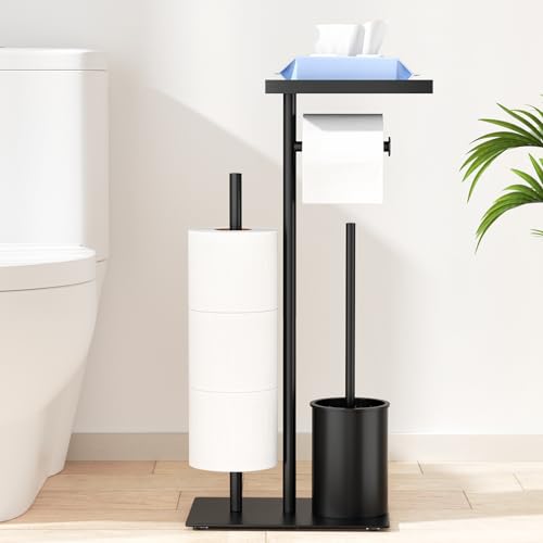 Porte-papier toilette inox avec brosse et étagère
