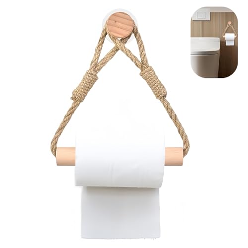 Porte-Rouleau Toilette Jute et Bois