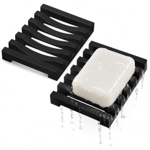 Porte-Savon en Silicone Noir - Lot de 2 Porte-Savon en Silicone Noir - Lot de 2